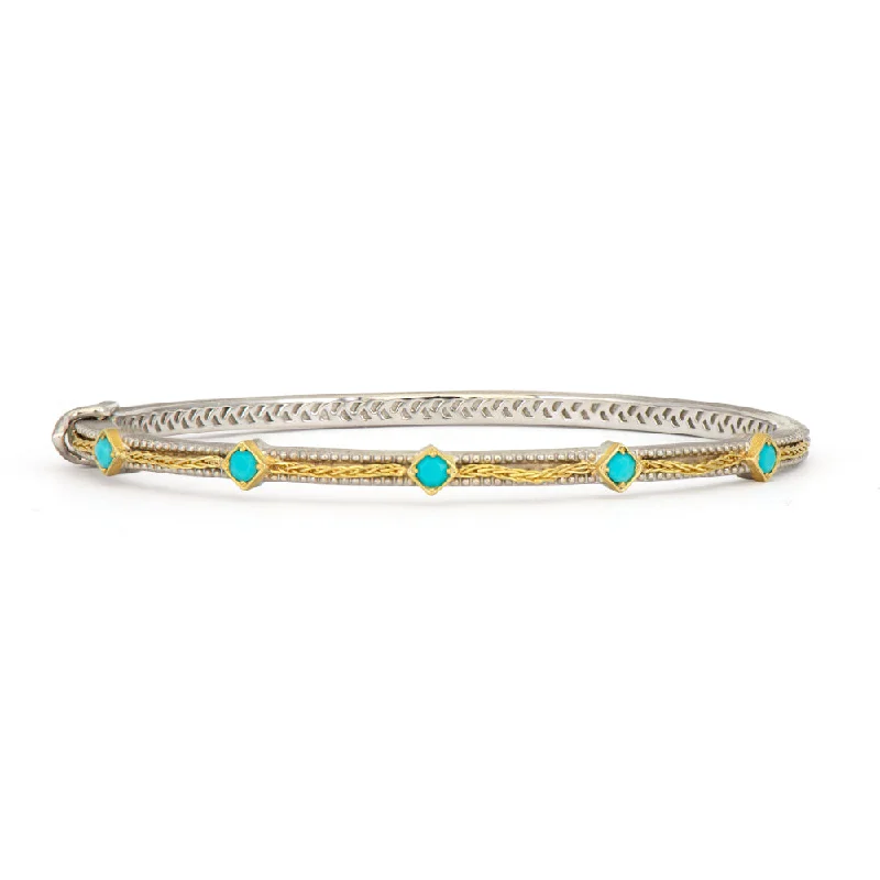 Jude Frances Mixed Metal Woven Rope Turquoise Kite Bangle