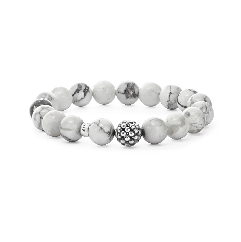 LAGOS Maya Howlite Silver Station Bead Bracelet