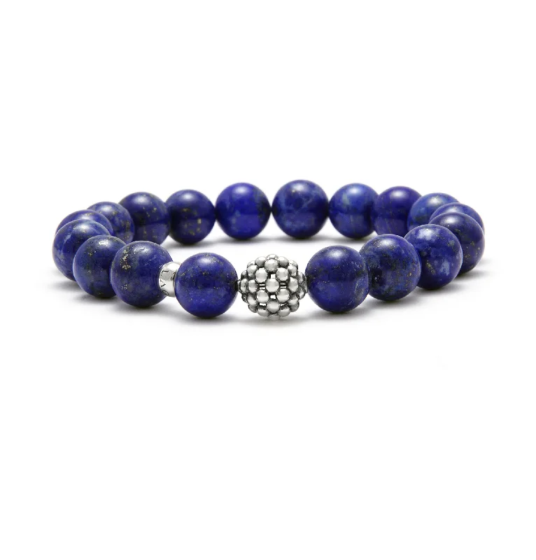 LAGOS Maya Lapis Silver Station Bead Bracelet