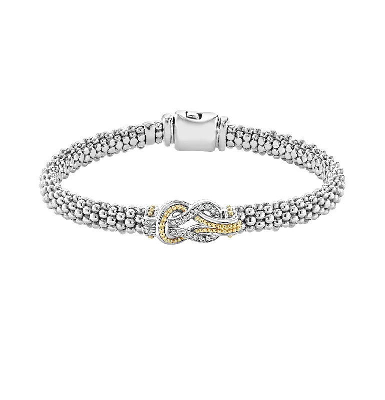 LAGOS Newport 6mm Two Tone Knot Diamond Caviar Bracelet