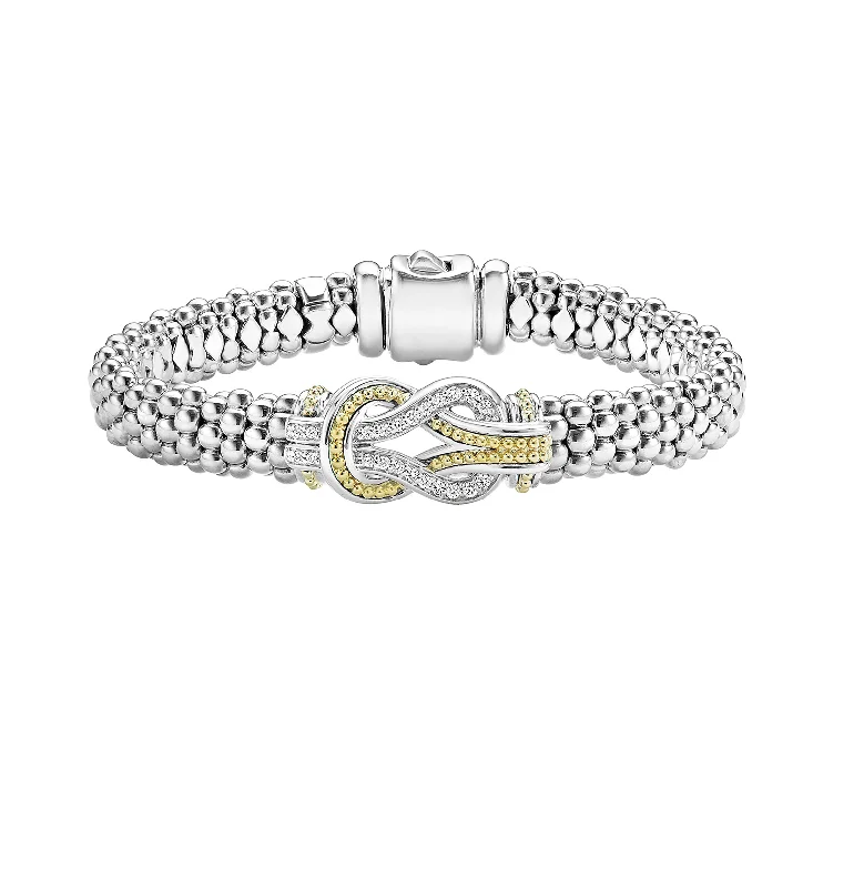 LAGOS Newport 9mm Two Tone Knot Diamond Caviar Bracelet