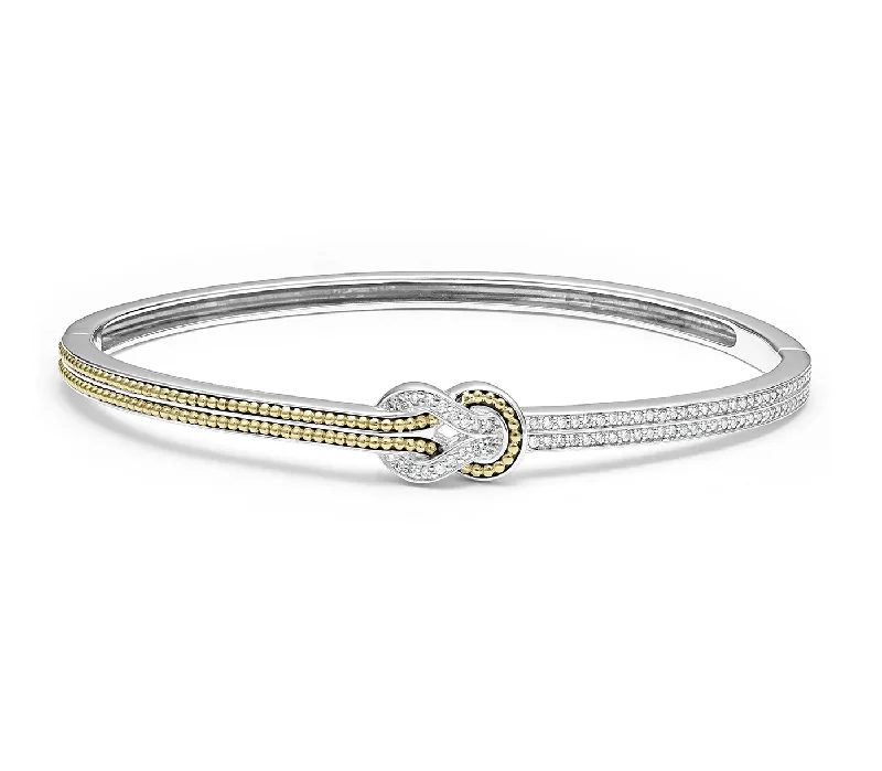 LAGOS Newport Two Tone Knot Diamond Cuff Bracelet