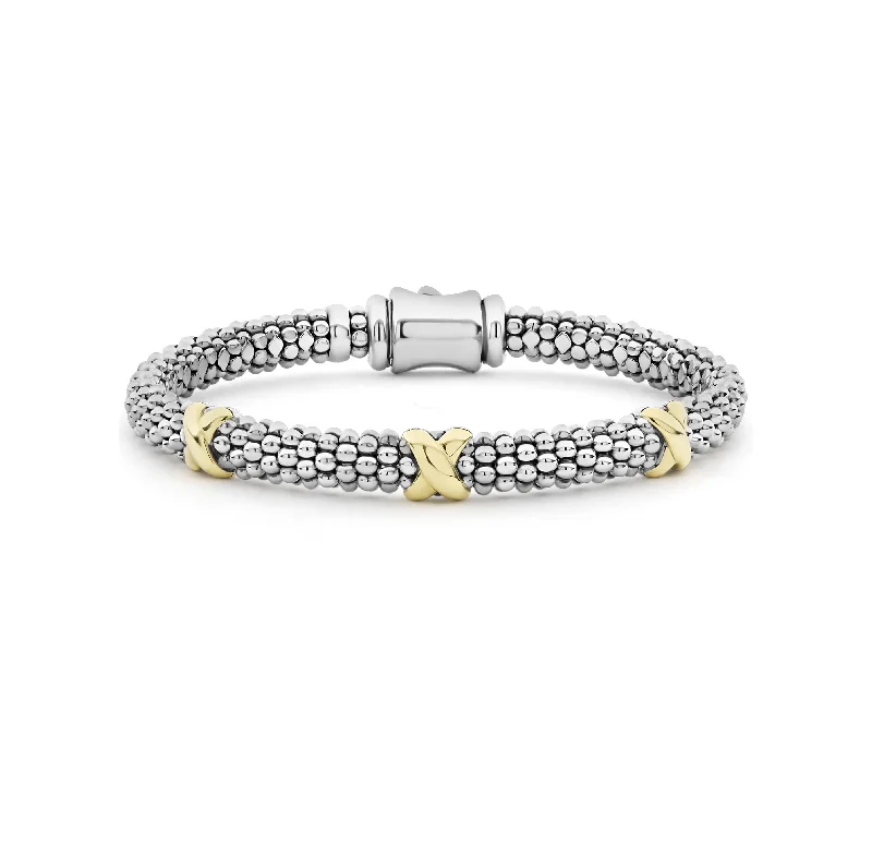 LAGOS Signature Caviar 6mm three Station X Caviar Bracelet