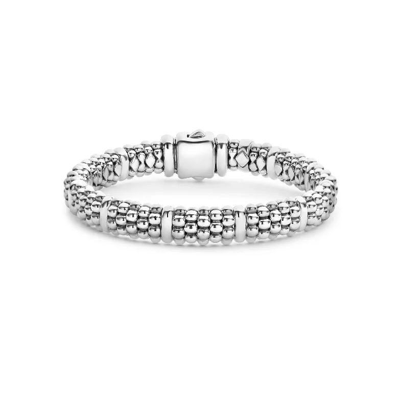 LAGOS Signature Caviar 9mm Silver Station Bracelet