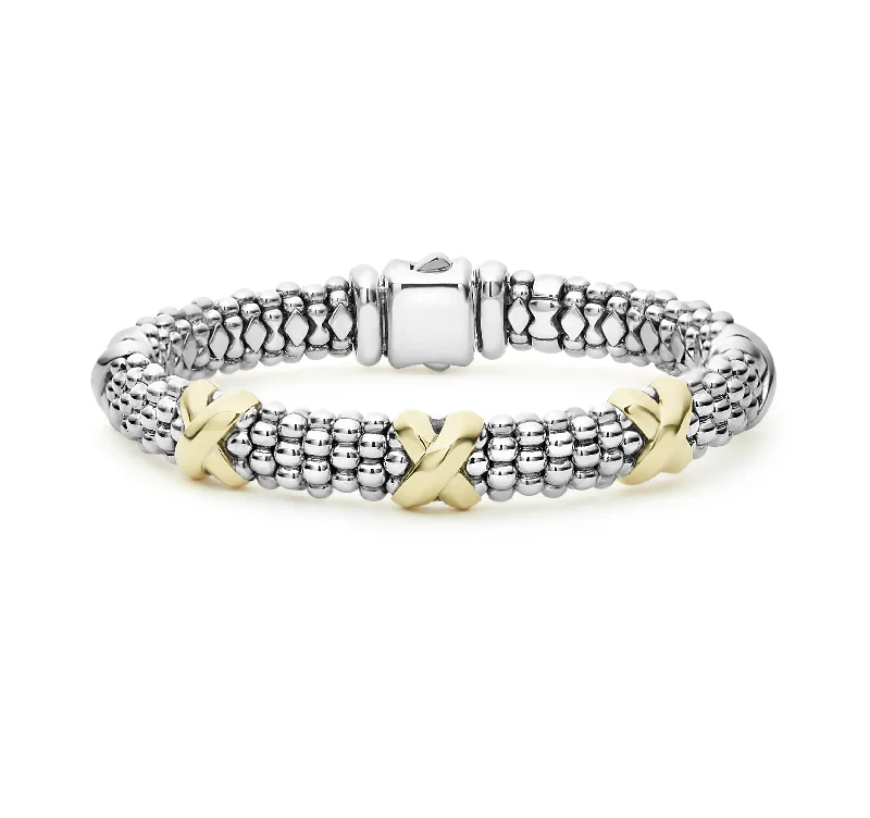 LAGOS Signature Caviar 9mm Three Station X Bracelet