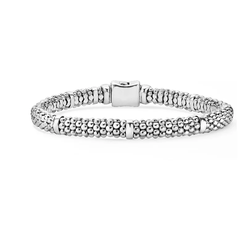 LAGOS Signature Caviar Silver Station 6mm Bracelet