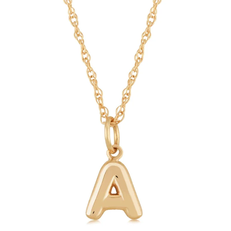 14K Yellow Gold 18" Initial "A" Pendant Necklace