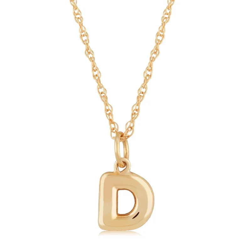 14K Yellow Gold 18" Initial "D" Pendant Necklace