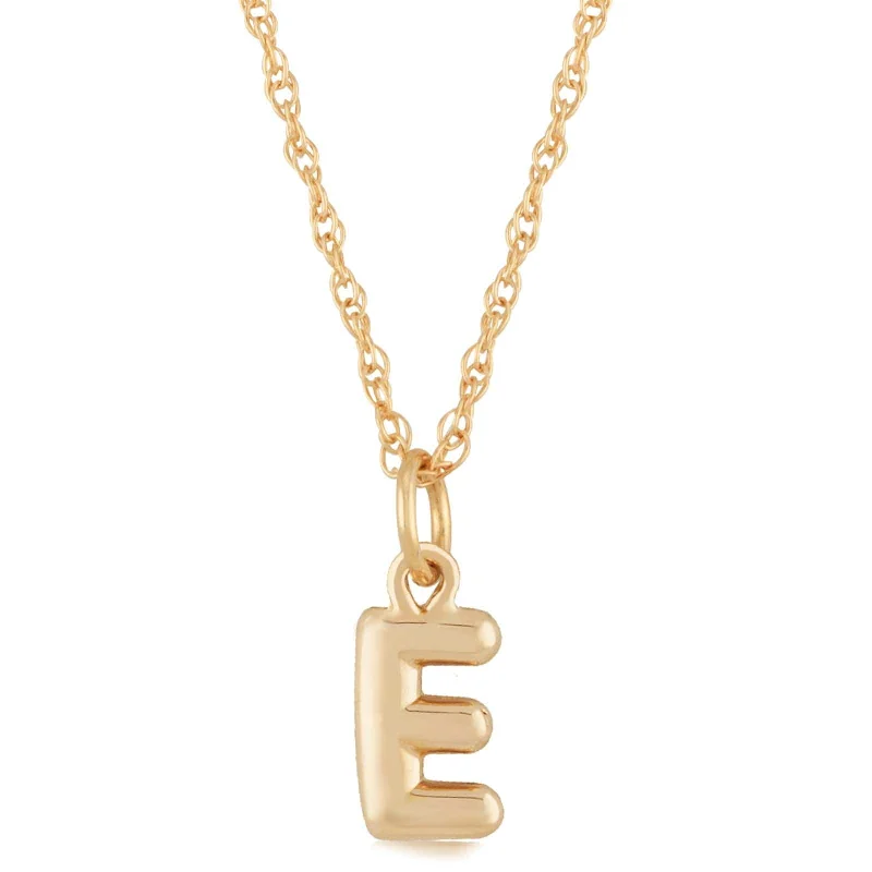 14K Yellow Gold 18" Initial "E" Pendant Necklace