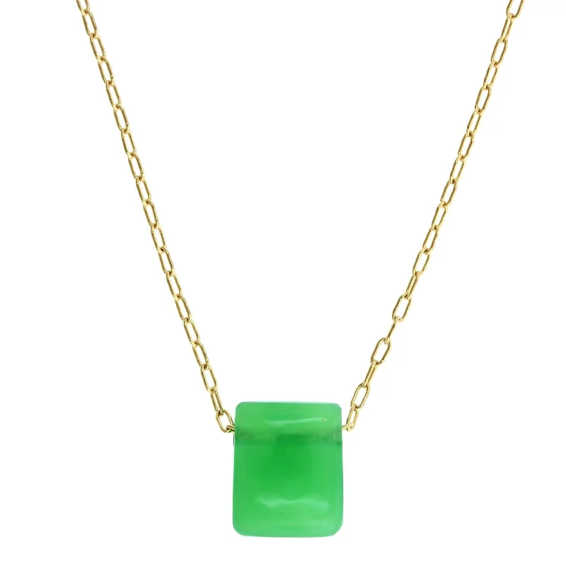 18K Yellow Gold Chrysoprase Pendant