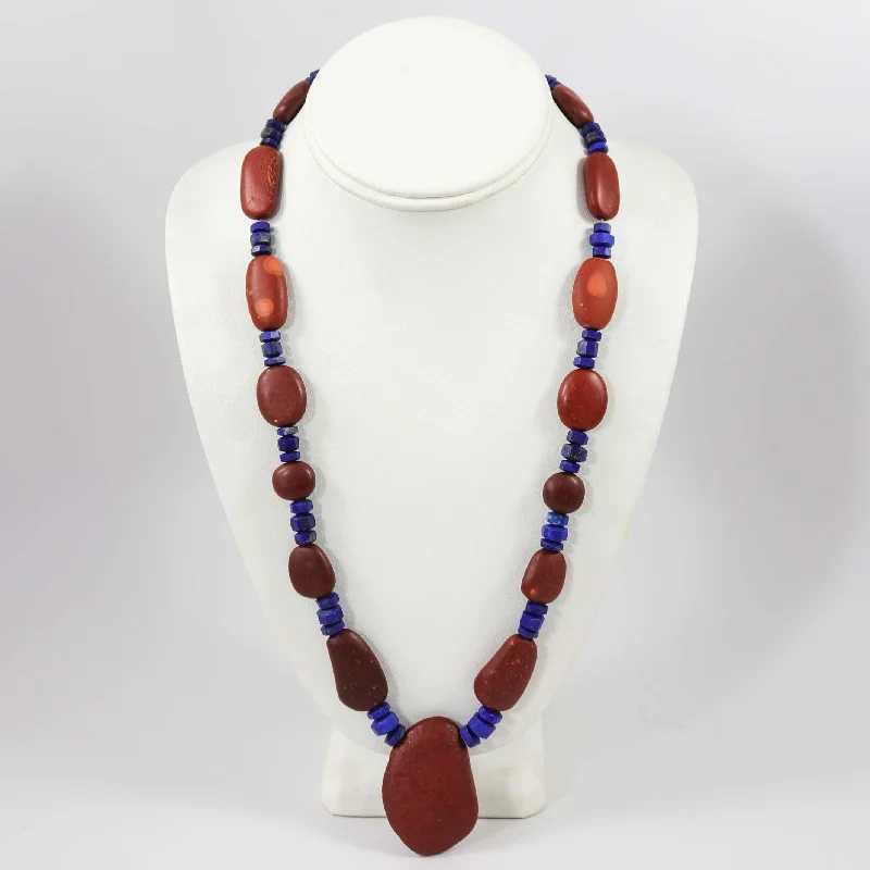 Pipestone and Lapis Necklace