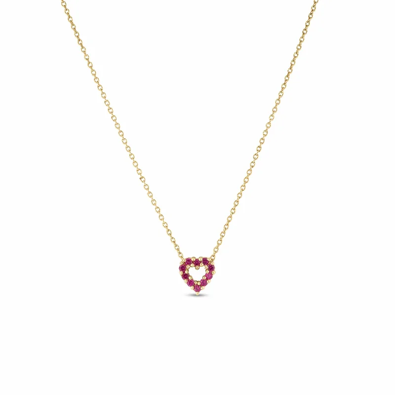 Roberto Coin 18K Yellow Gold Tiny Treasures Diamond and Ruby Reversible Heart Necklace