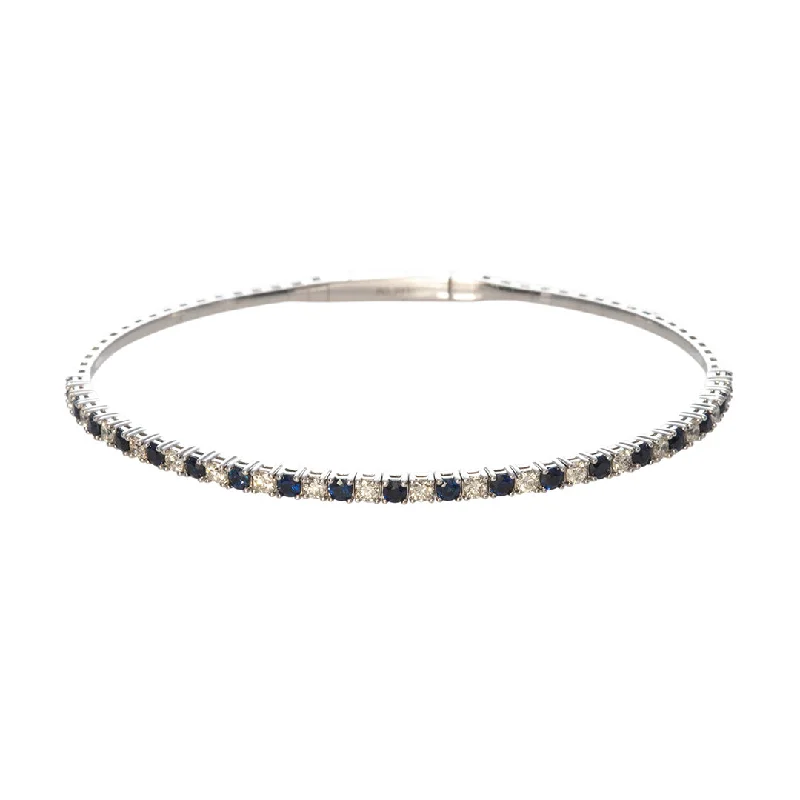 Sapphire & Diamond 14K White Gold Flexible Bangle