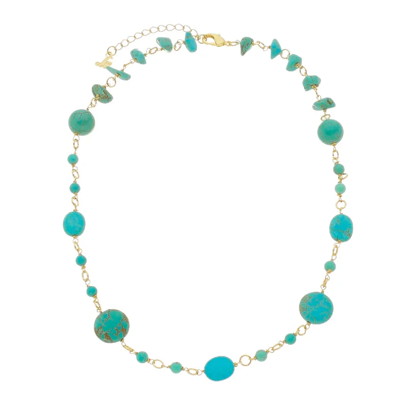 SN407TQ 18K Gold Plated Necklace with Turquoise Stones