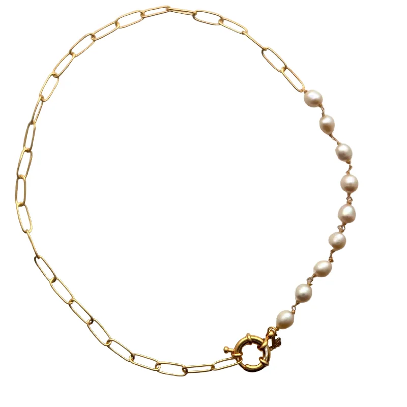 SN429FP 18K Gold Plated Necklace with Freshwater Pearls