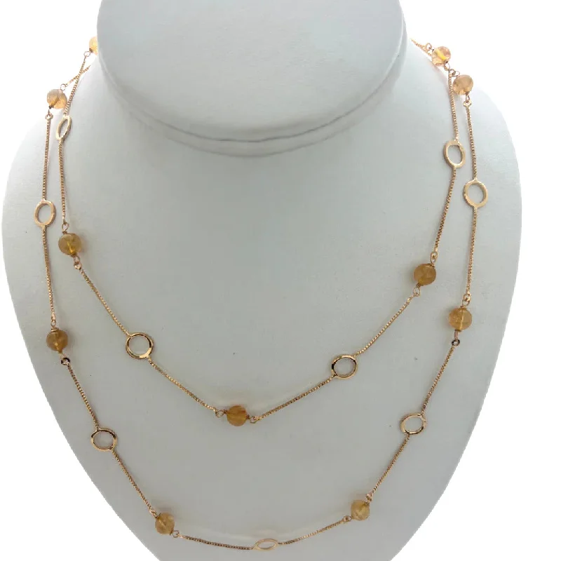 SN440CT 18K Gold Plated Chain with Citrine Stones