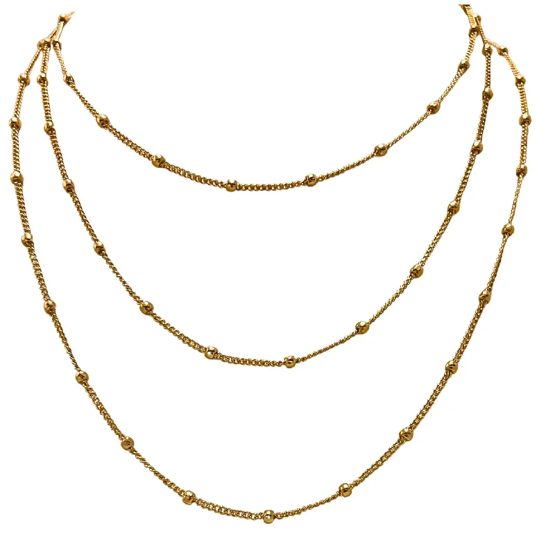 SN456B 47" Long 18K Gold Plated Chain with Tiny Little Balls