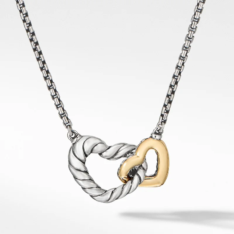 Cable Collectibles® Double Heart Necklace with 18K Yellow Gold