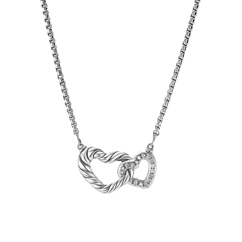 Cable Collectibles® Double Heart Necklace with Diamonds